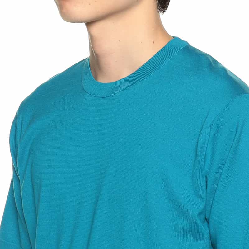 JOHN SMEDLEY 海島綿クルーネックニットTシャツ "LORCA" BLUE