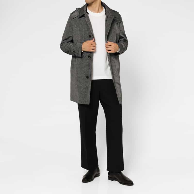 BARNEYS NEW YORK ダウンライナー付きフーデッドステンカラーコート GRAY