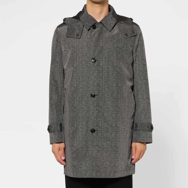 BARNEYS NEW YORK ダウンライナー付きフーデッドステンカラーコート GRAY