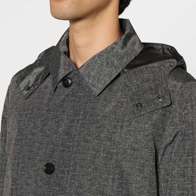 BARNEYS NEW YORK ダウンライナー付きフーデッドステンカラーコート GRAY