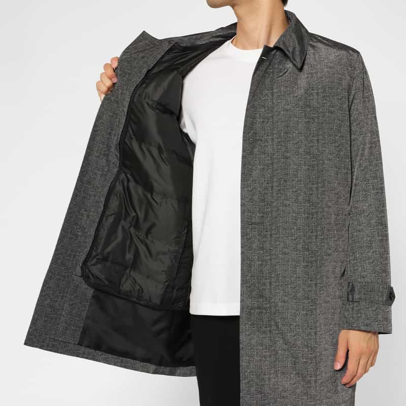 BARNEYS NEW YORK ダウンライナー付きフーデッドステンカラーコート GRAY