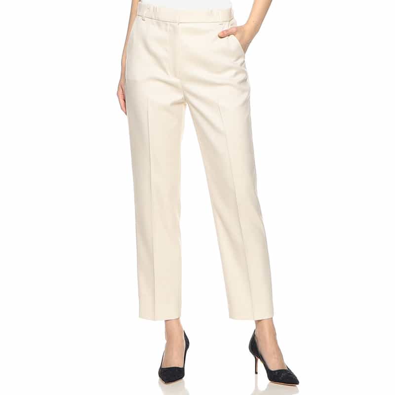 BARNEYS NEW YORK ウォッシャブルウエストゴムスリムストレートクロップドパンツ IVORY