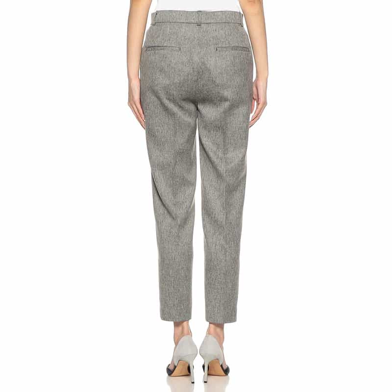 BARNEYS NEW YORK ウォッシャブルウエストゴムスリムストレートクロップドパンツ BLACK