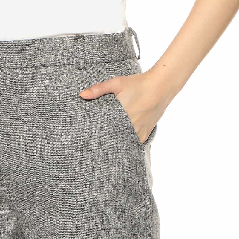 BARNEYS NEW YORK ウォッシャブルウエストゴムスリムストレートクロップドパンツ BLACK