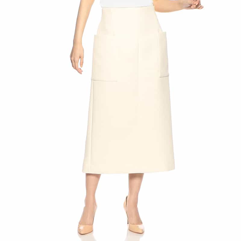 BARNEYS NEW YORK ウォッシャブルサイドポケットタイトスカート IVORY