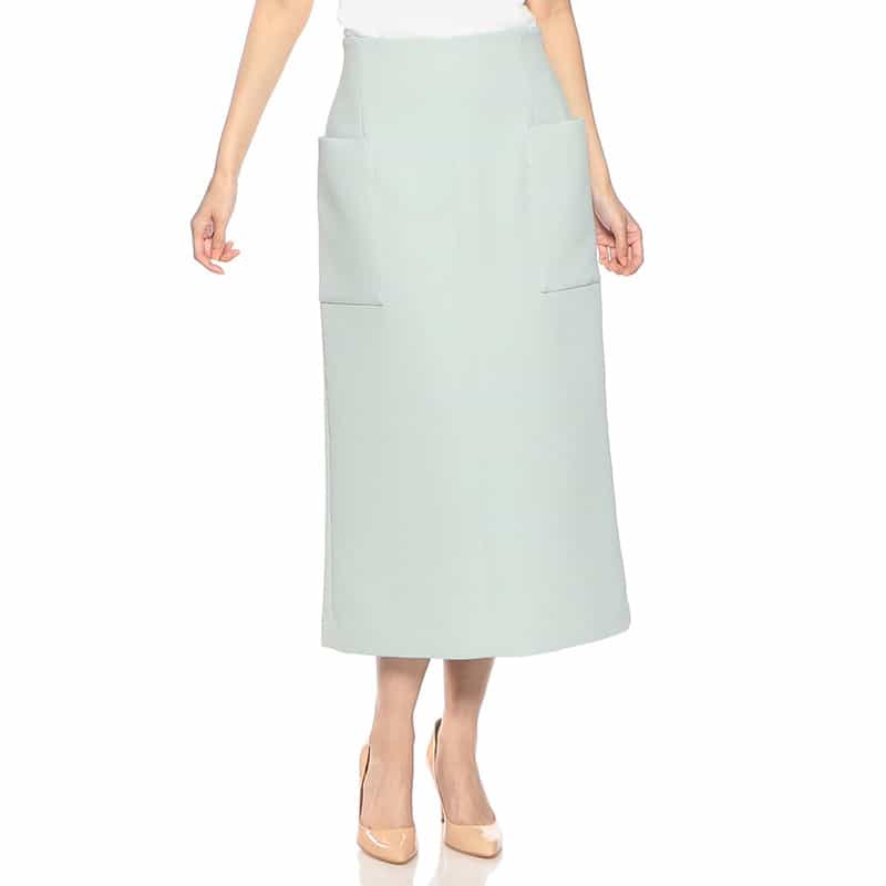 BARNEYS NEW YORK ウォッシャブルサイドポケットタイトスカート LIGHT GREEN