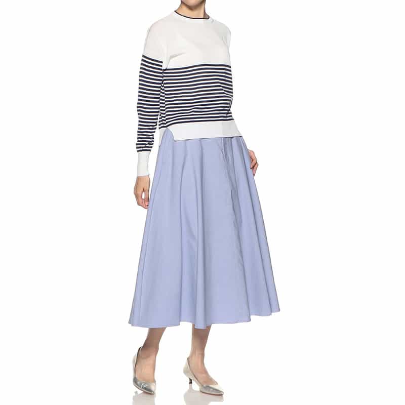 BARNEYS NEW YORK ウォッシャブル フレアミディスカート BLUE