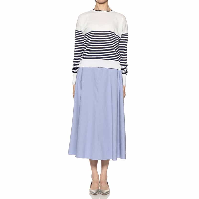 BARNEYS NEW YORK ウォッシャブル フレアミディスカート BLUE