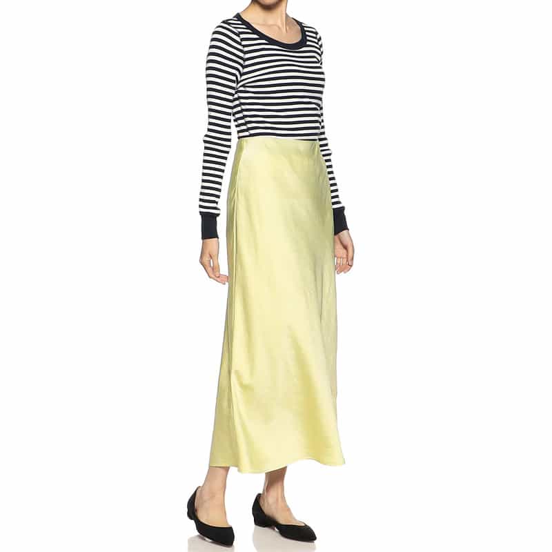 BARNEYS NEW YORK ウォッシャブルサテンマーメイドスカート LIGHT YELLOW