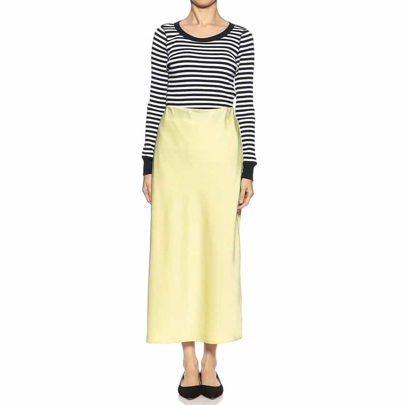 BARNEYS NEW YORK ウォッシャブルサテンマーメイドスカート LIGHT YELLOW