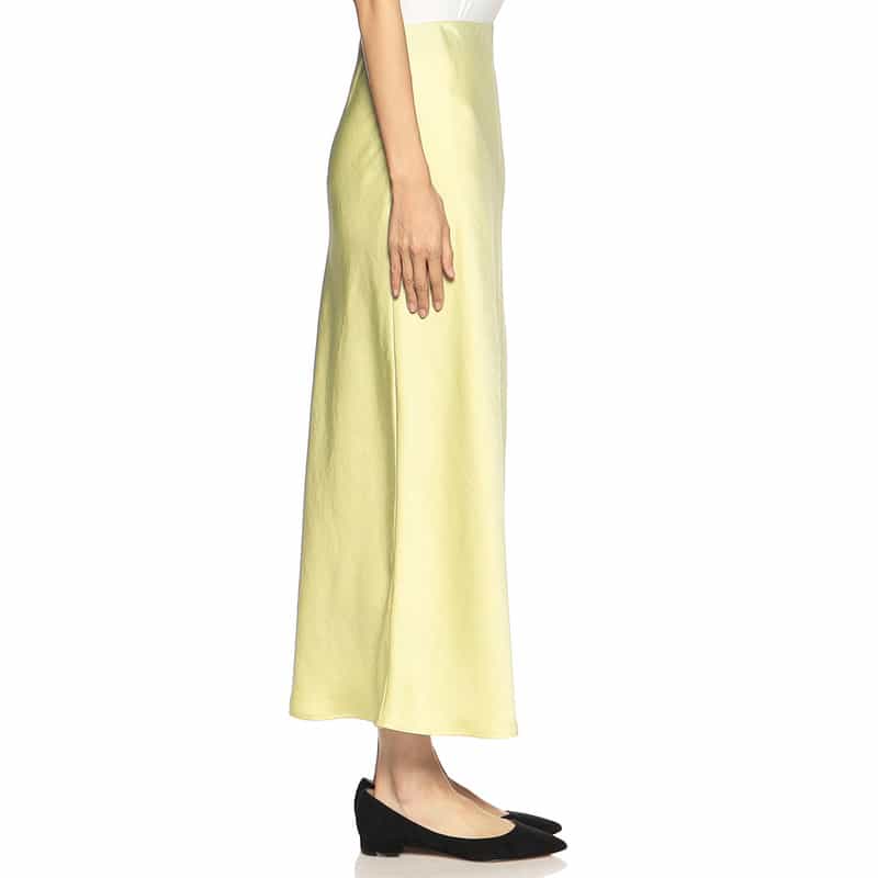 BARNEYS NEW YORK ウォッシャブルサテンマーメイドスカート LIGHT YELLOW