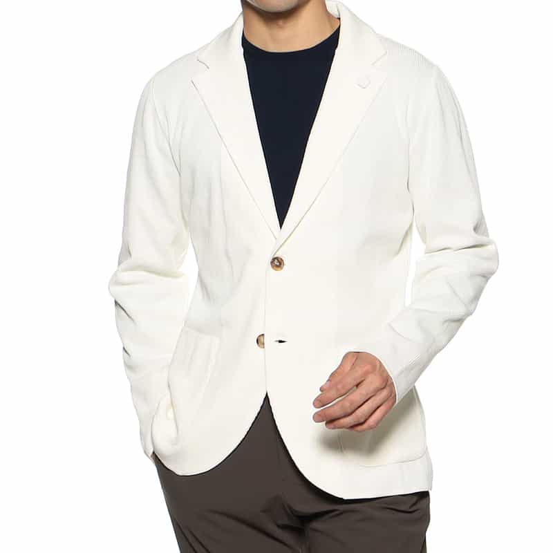 LARDINI コットンニットジャケット IVORY