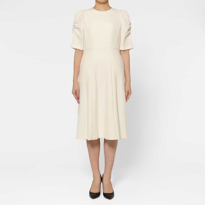 BARNEYS NEW YORK ボリュームスリーブ ドレス OFF WHITE