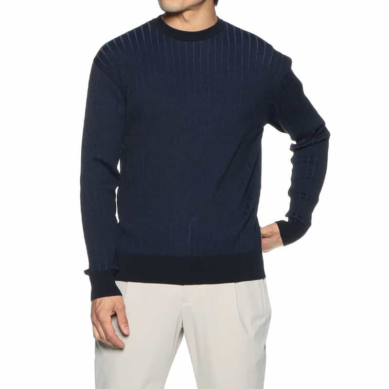 BARNEYS NEW YORK クルーネックニットプルオーバー NAVY
