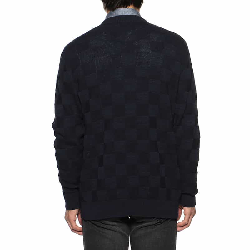 BARNEYS NEW YORK リンクス編みVネックカーディガン NAVY