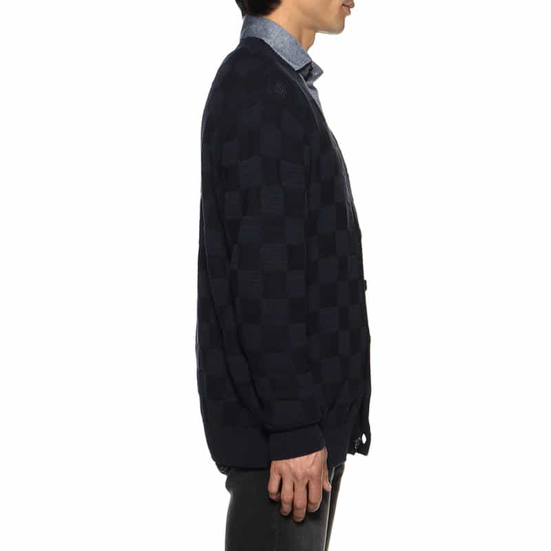 BARNEYS NEW YORK リンクス編みVネックカーディガン NAVY
