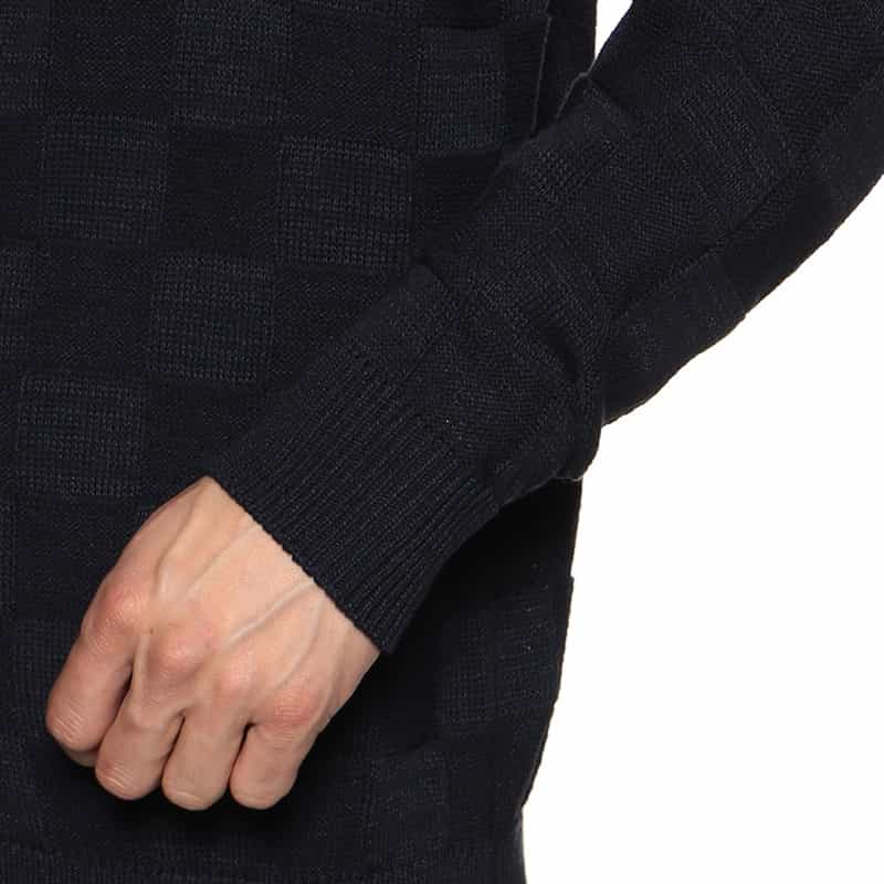 BARNEYS NEW YORK リンクス編みVネックカーディガン NAVY