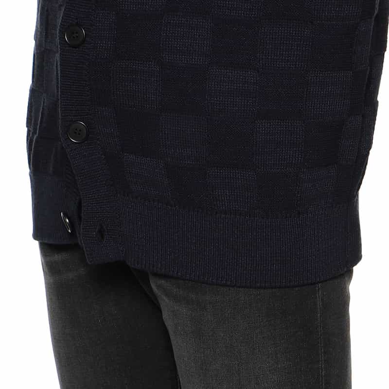 BARNEYS NEW YORK リンクス編みVネックカーディガン NAVY