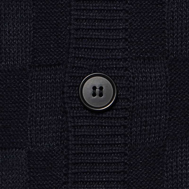 BARNEYS NEW YORK リンクス編みVネックカーディガン NAVY