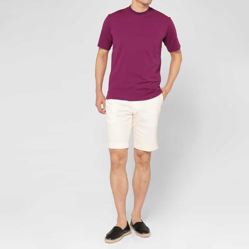 BARNEYS NEW YORK ドライ素材スロープネックTシャツ CORAL