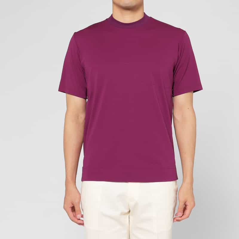 BARNEYS NEW YORK ドライ素材スロープネックTシャツ CORAL