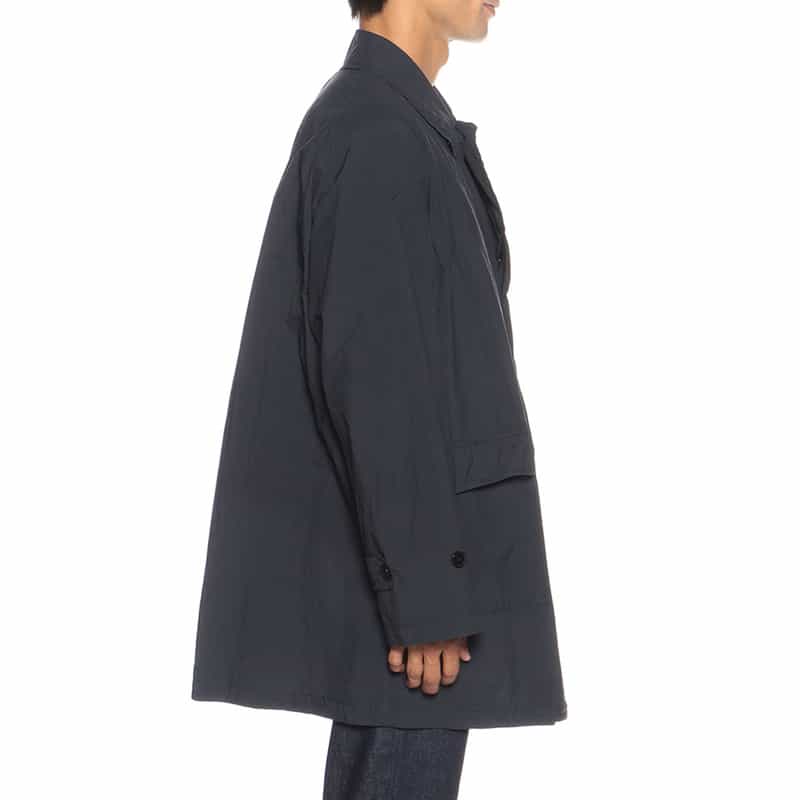 BARNEYS NEW YORK ナイロン ガーメンドダイ ステンカラーコート NAVY