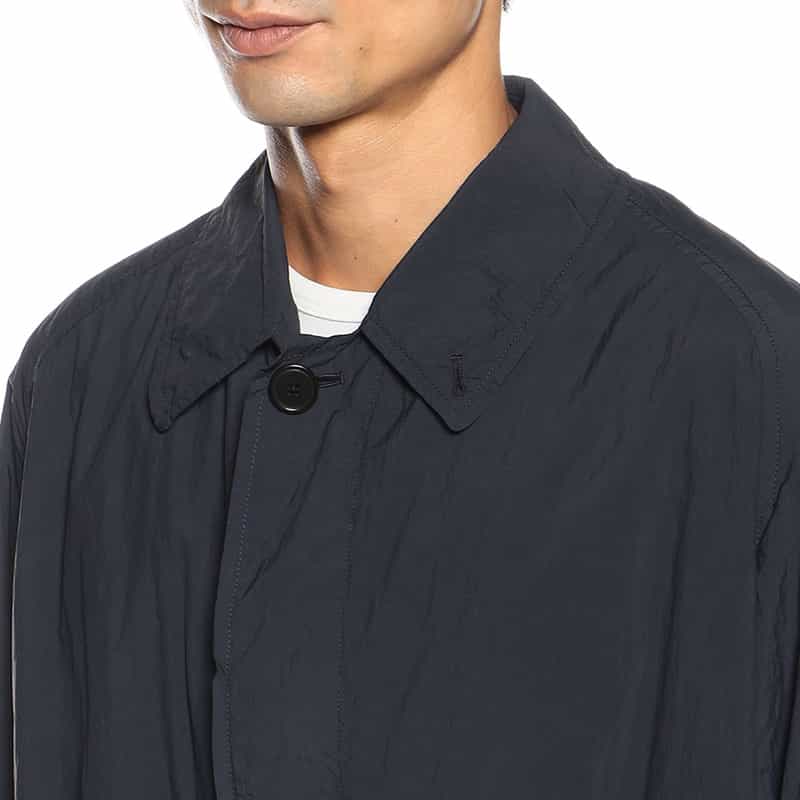 BARNEYS NEW YORK ナイロン ガーメンドダイ ステンカラーコート NAVY