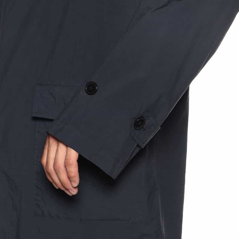 BARNEYS NEW YORK ナイロン ガーメンドダイ ステンカラーコート NAVY