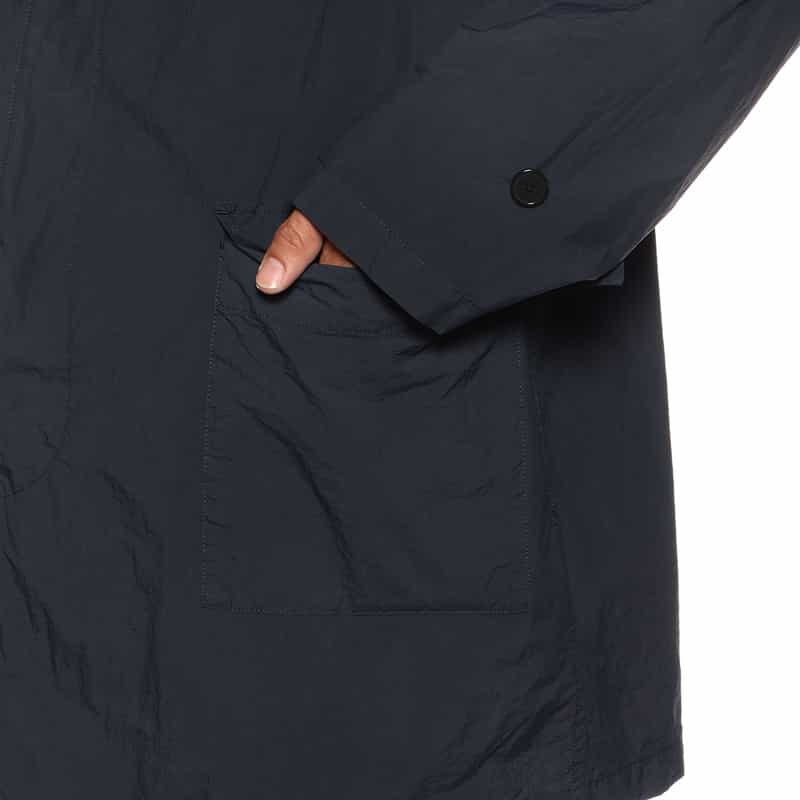 BARNEYS NEW YORK ナイロン ガーメンドダイ ステンカラーコート NAVY