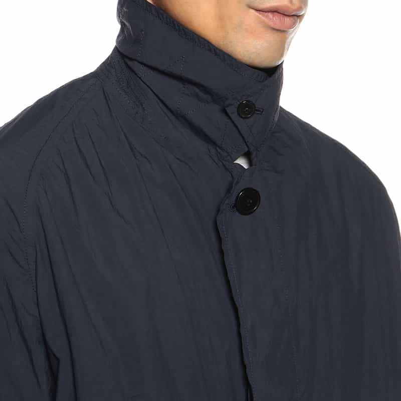 BARNEYS NEW YORK ナイロン ガーメンドダイ ステンカラーコート NAVY