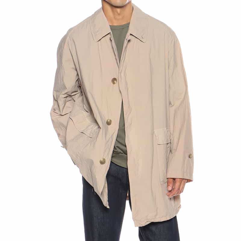 BARNEYS NEW YORK ナイロン ガーメンドダイ ステンカラーコート GRAY