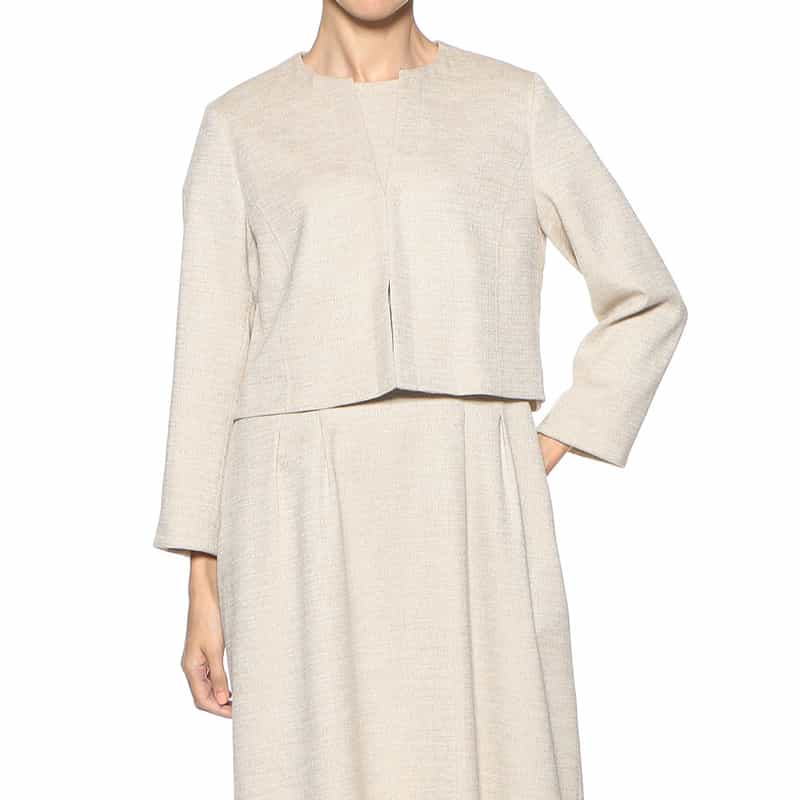 BARNEYS NEW YORK セットアップノーカラージャケット BEIGE