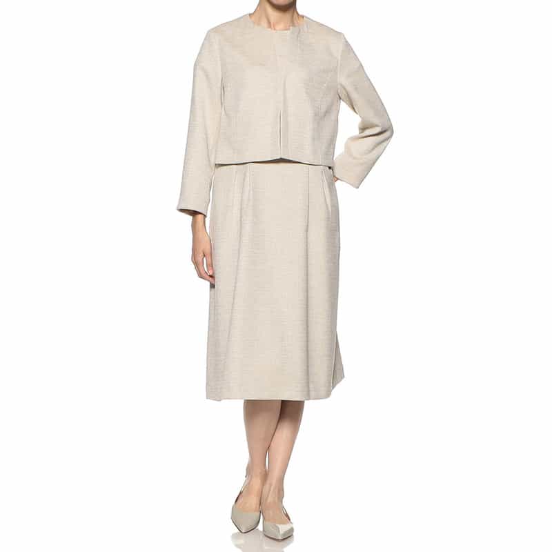BARNEYS NEW YORK セットアップノーカラージャケット BEIGE