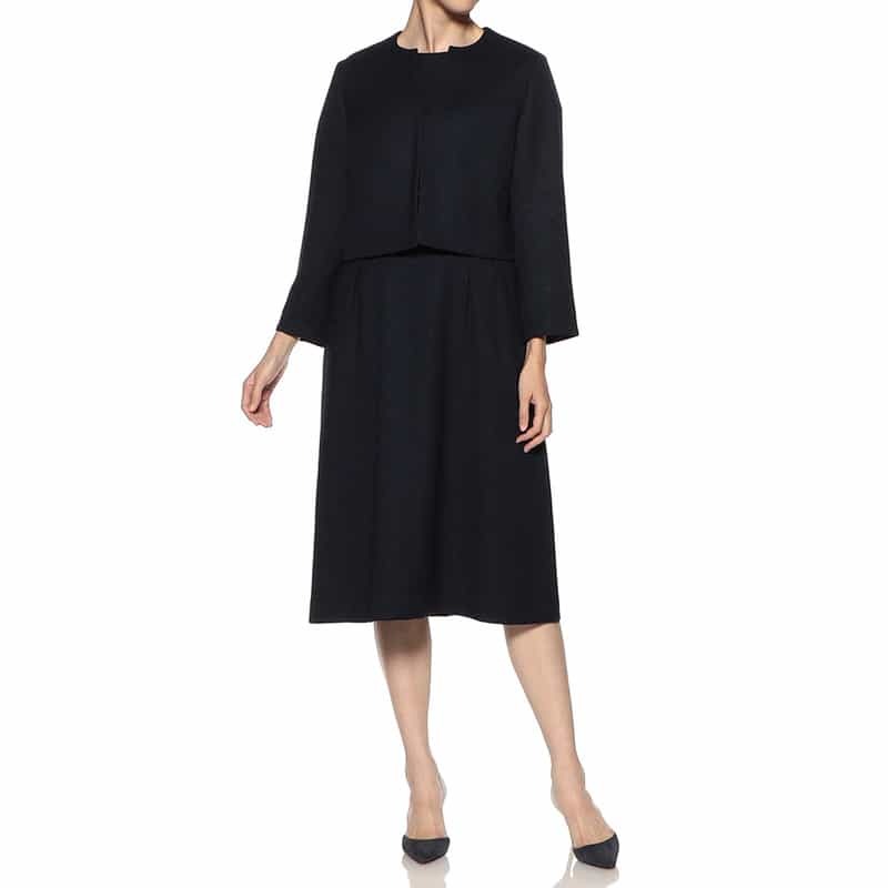 BARNEYS NEW YORK セットアップノーカラージャケット NAVY