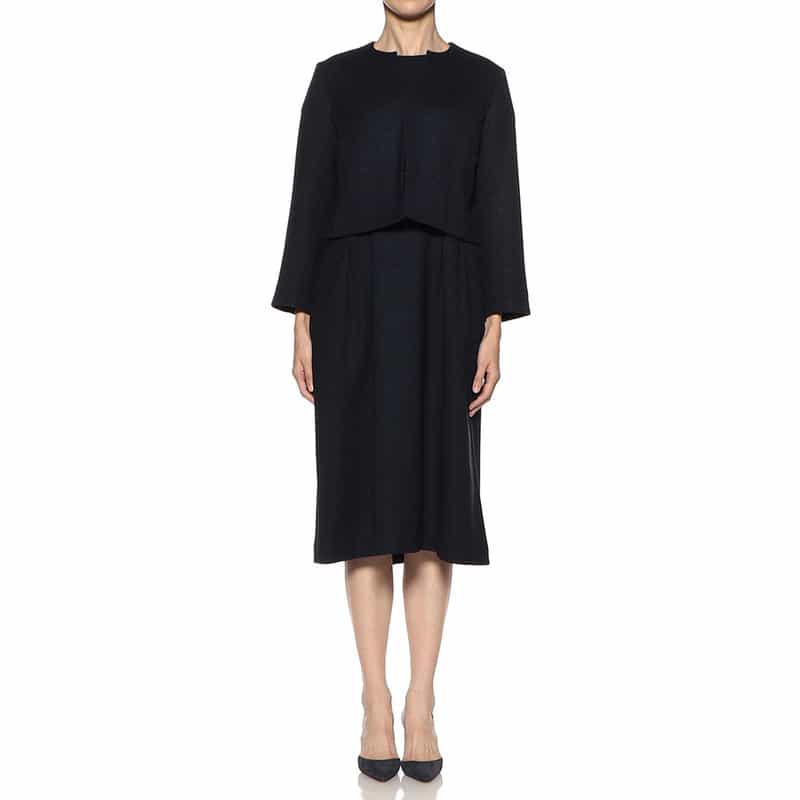 BARNEYS NEW YORK セットアップノーカラージャケット NAVY