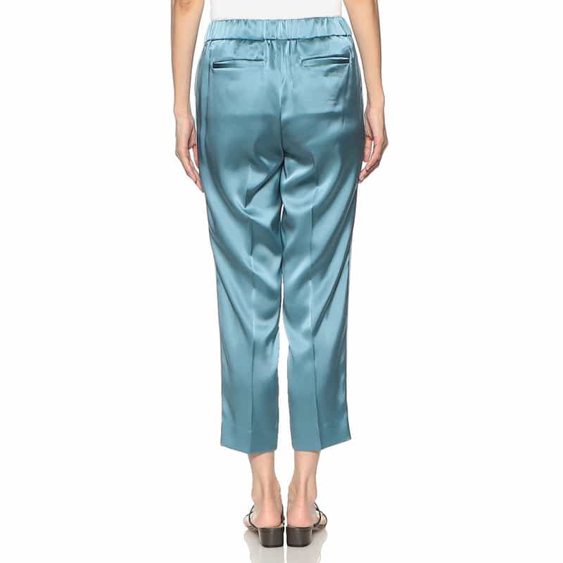 BARNEYS NEW YORK ウォッシャブルサテンライクテーパードパンツ BLUE