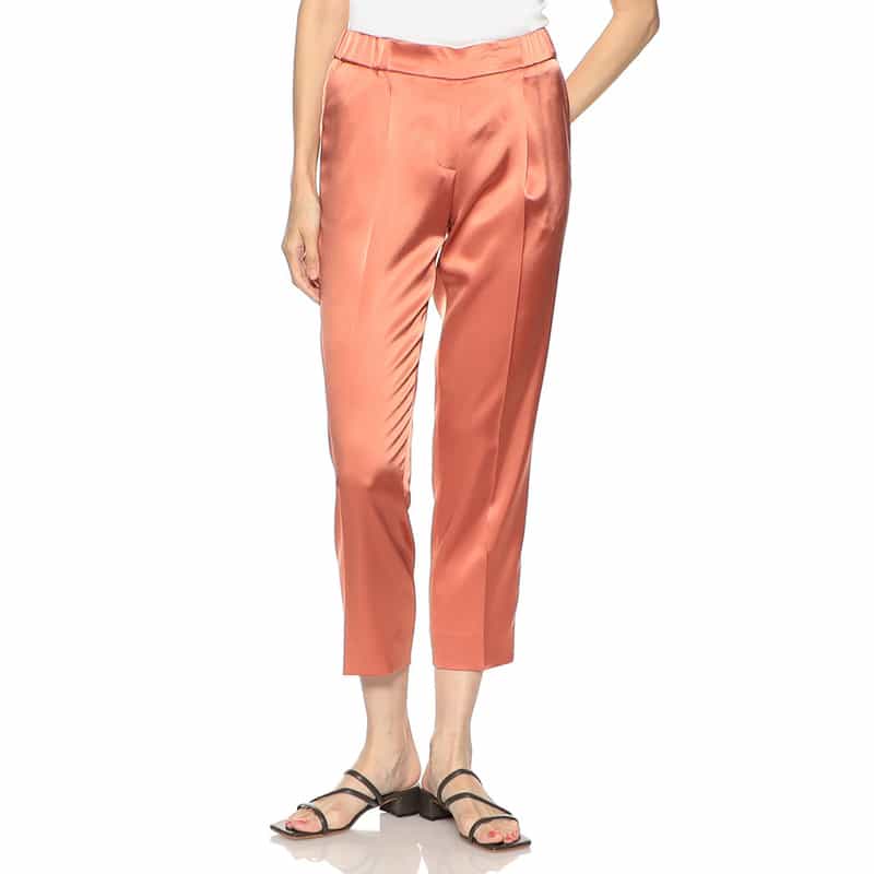 BARNEYS NEW YORK ウォッシャブルサテンライクテーパードパンツ ORANGE