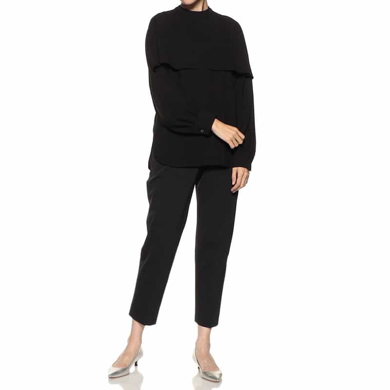 BARNEYS NEW YORK ウォッシャブルボディシェルテーパードクロップドパンツ BLACK