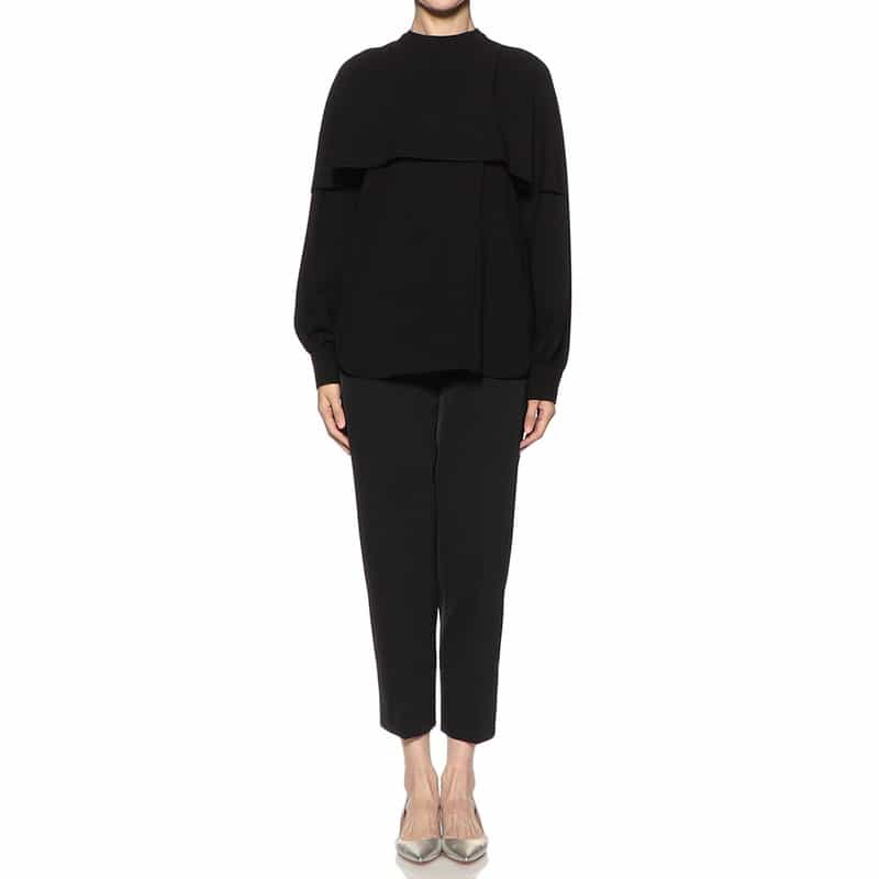 BARNEYS NEW YORK ウォッシャブルボディシェルテーパードクロップドパンツ BLACK