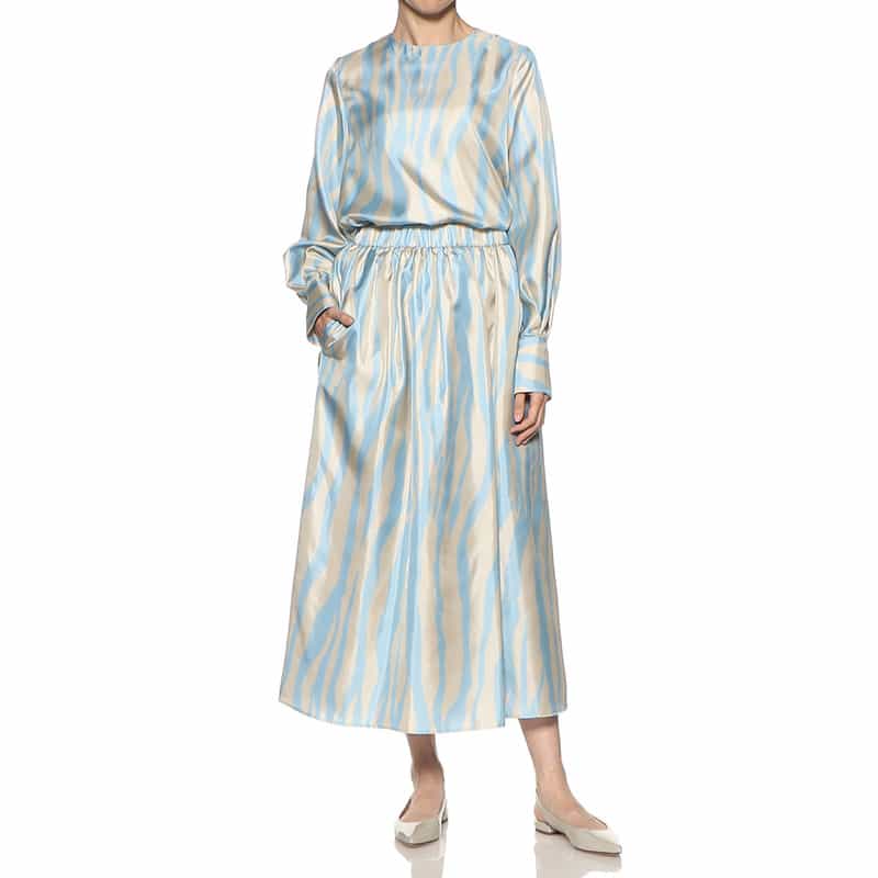 BARNEYS NEW YORK セットアップウォッシャブルプリントブラウス LIGHT BLUE