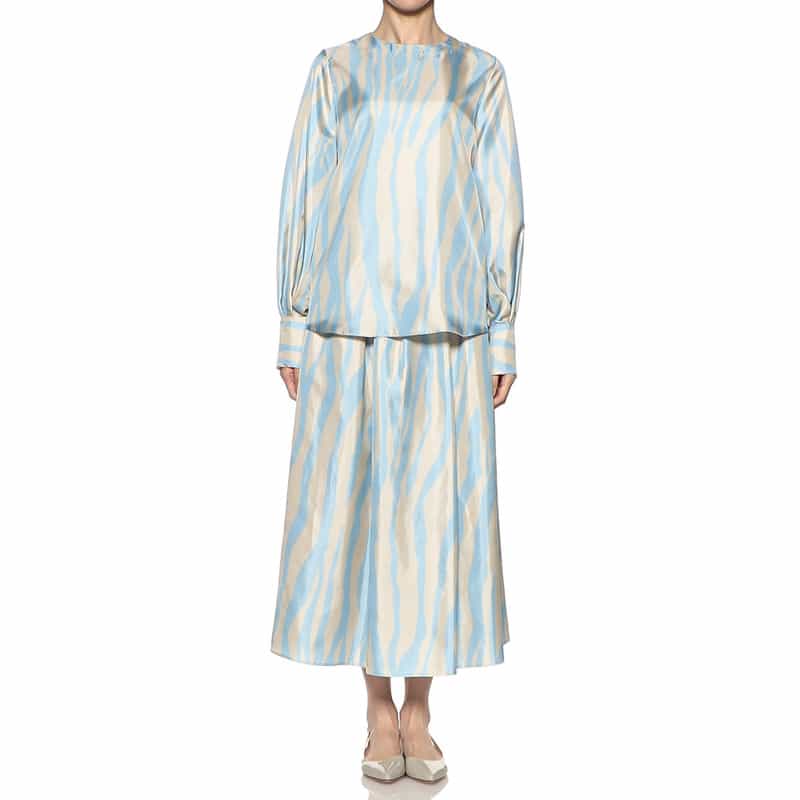 BARNEYS NEW YORK セットアップウォッシャブルプリントブラウス LIGHT BLUE