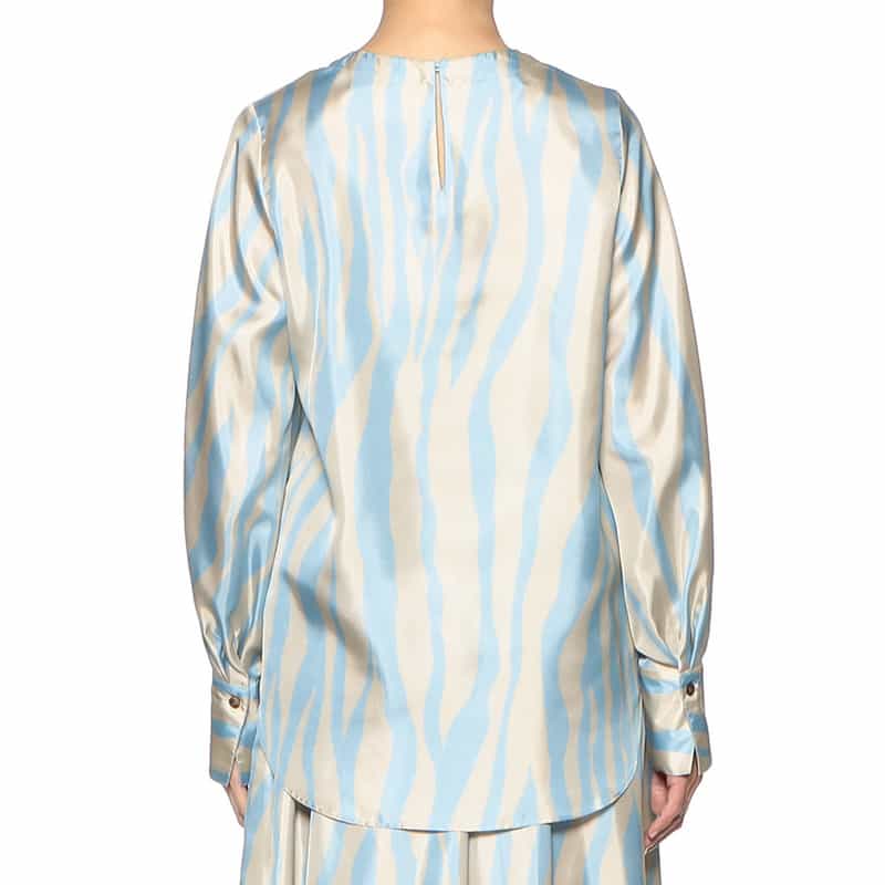 BARNEYS NEW YORK セットアップウォッシャブルプリントブラウス LIGHT BLUE
