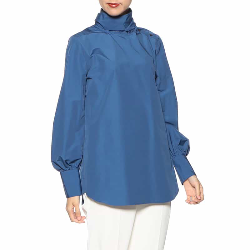 BARNEYS NEW YORK ウォッシャブル ビッグボウタイブラウス BLUE