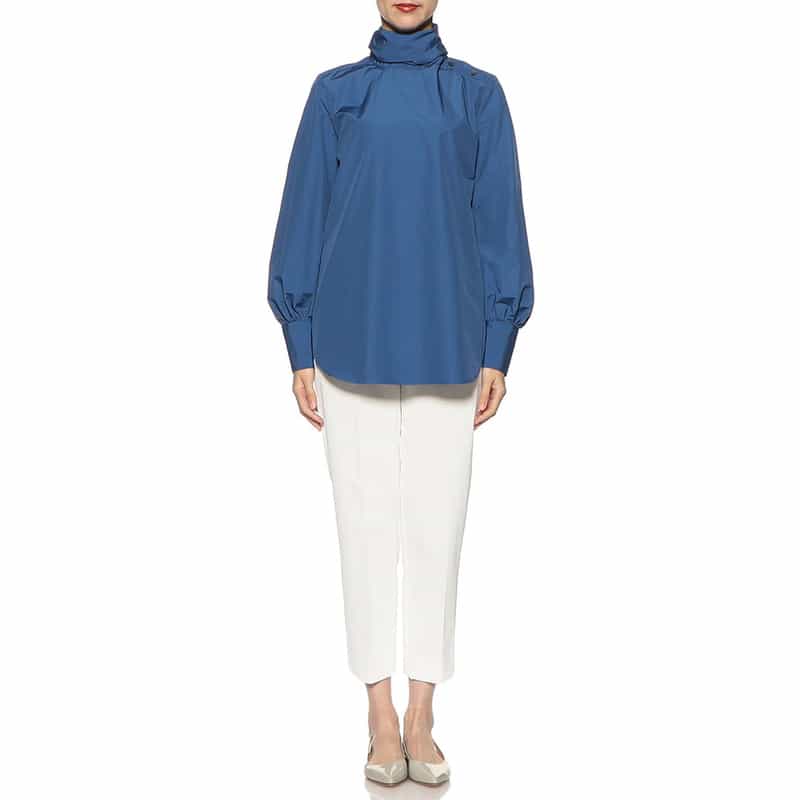 BARNEYS NEW YORK ウォッシャブル ビッグボウタイブラウス BLUE