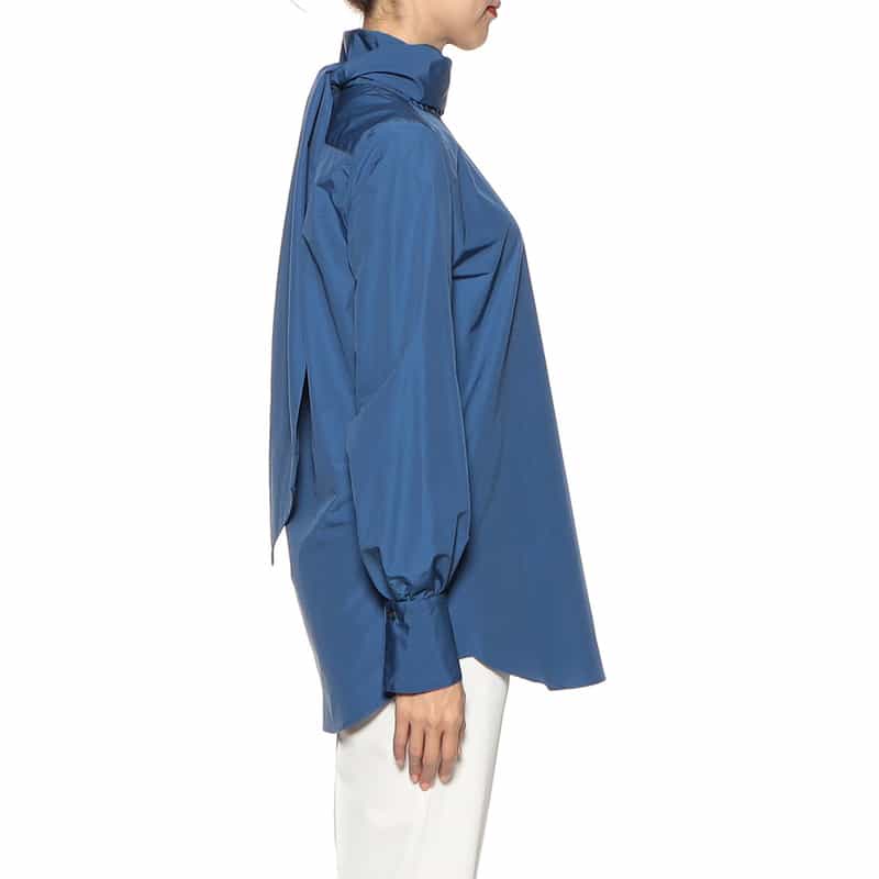 BARNEYS NEW YORK ウォッシャブル ビッグボウタイブラウス BLUE