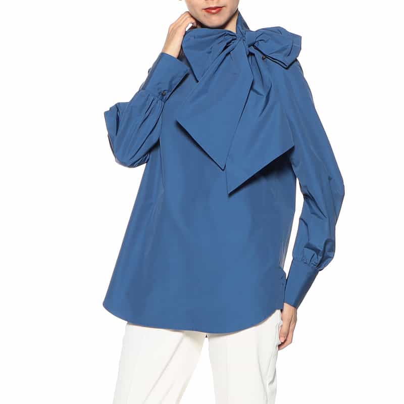 BARNEYS NEW YORK ウォッシャブル ビッグボウタイブラウス BLUE