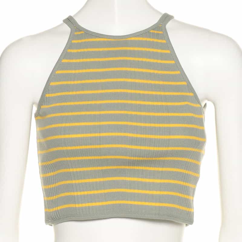 KIIRA ボーダー柄タンクトップ GREEN