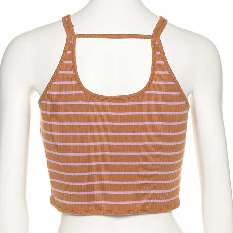 KIIRA ボーダー柄タンクトップ BROWN