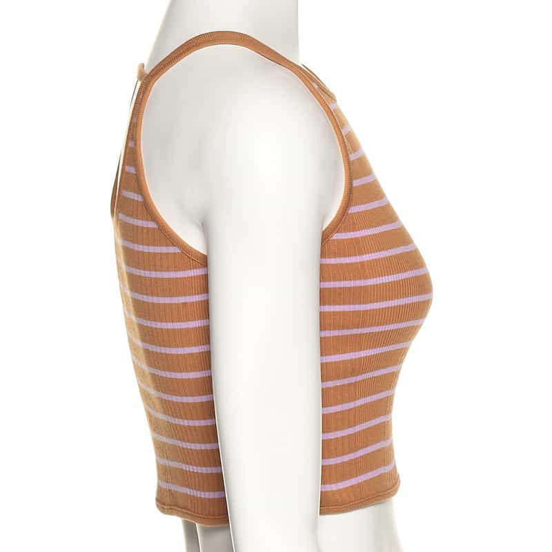 KIIRA ボーダー柄タンクトップ BROWN