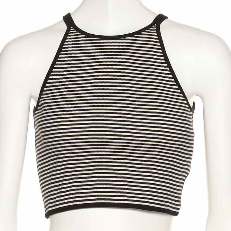 KIIRA ボーダー柄タンクトップ BLACK